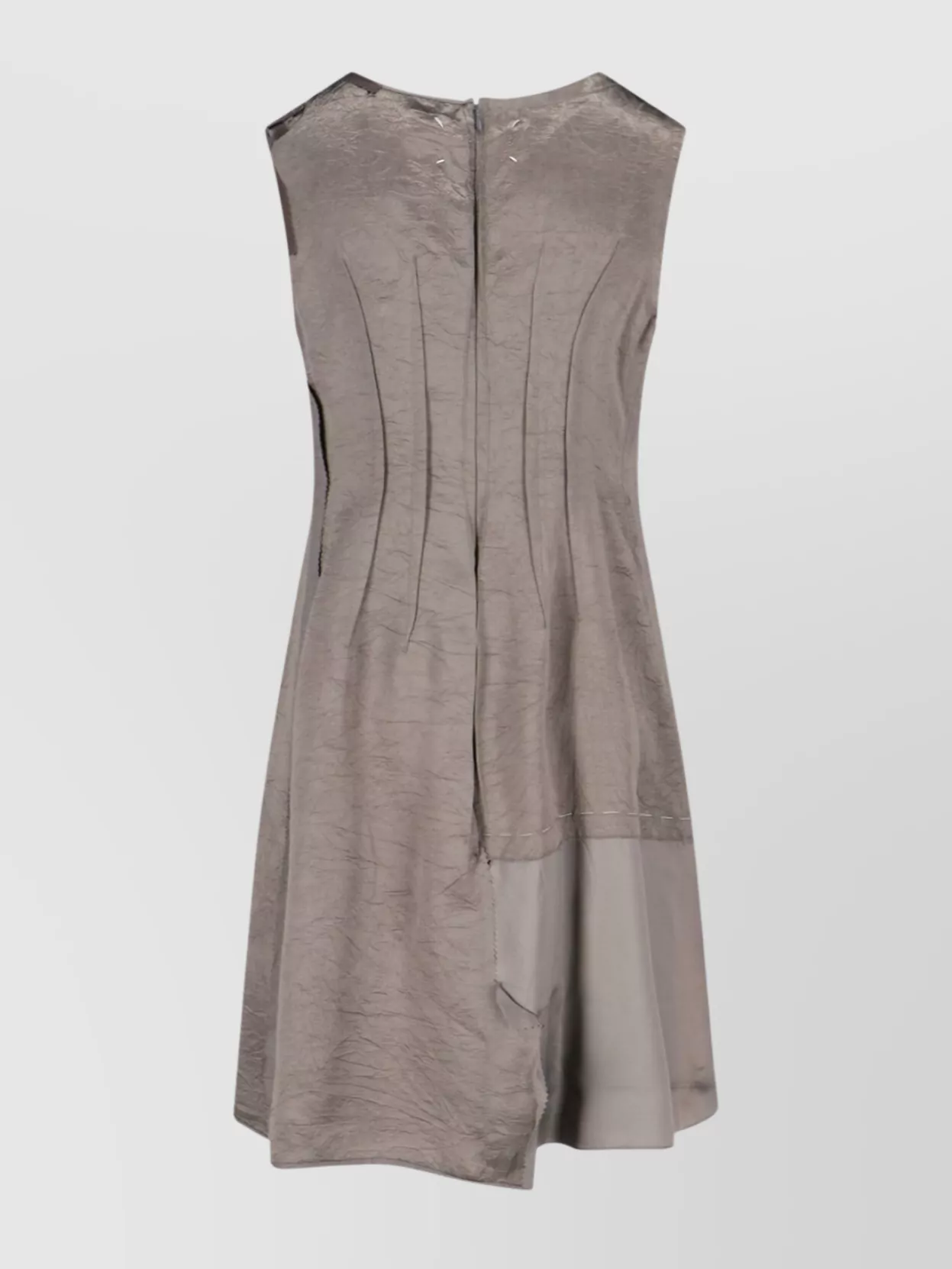 Maison Margiela Sleeveless Asymmetric Hem Textured Dress In Brown