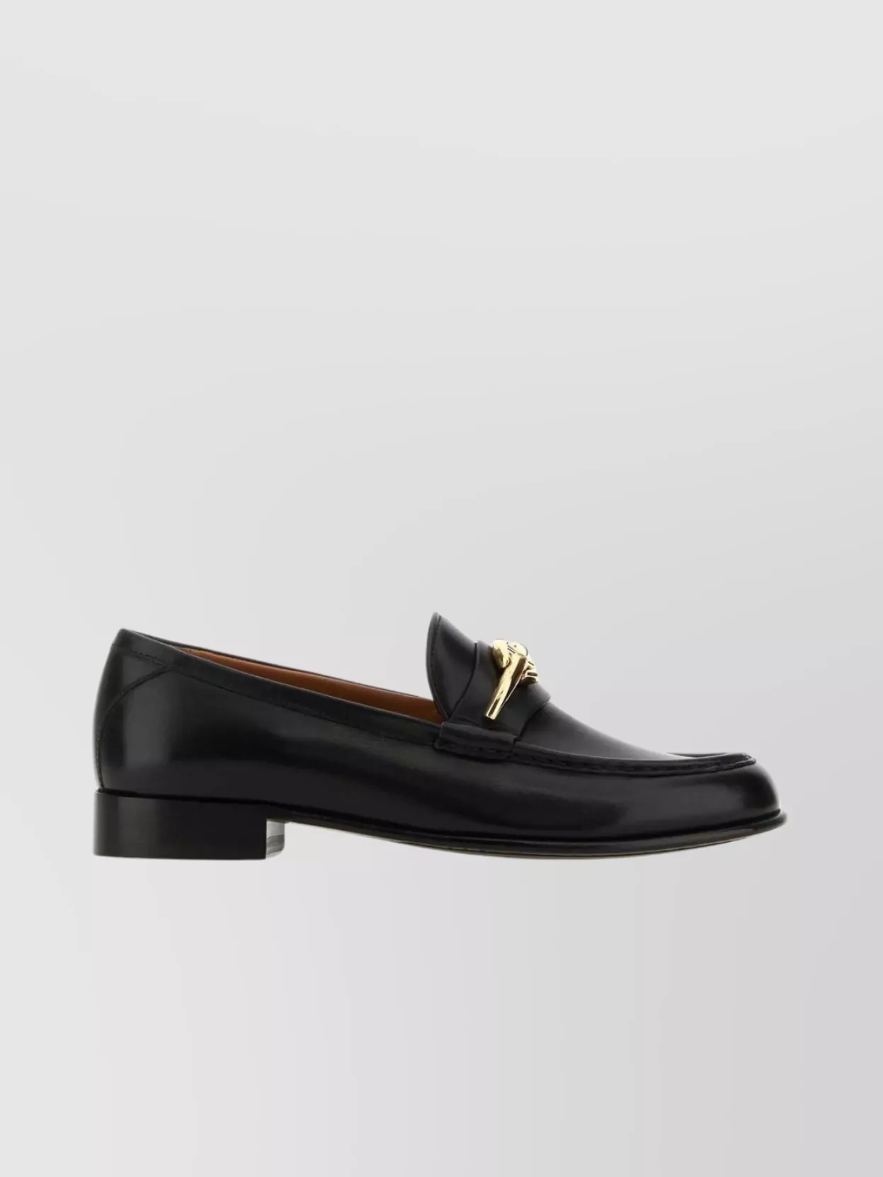 Shop Valentino Polished Leather Slip-ons With Metal Hardware