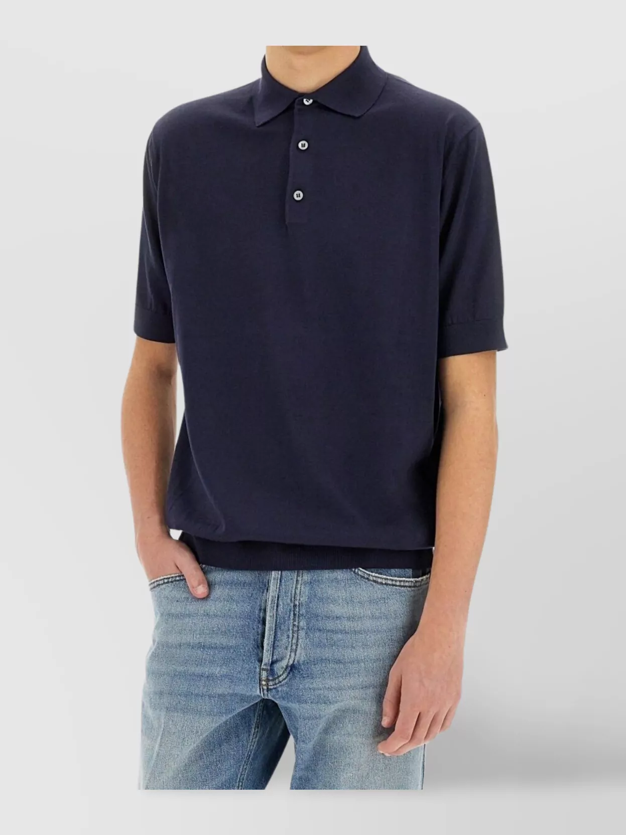 Lardini Knitted Polo Featuring Ribbed Finish