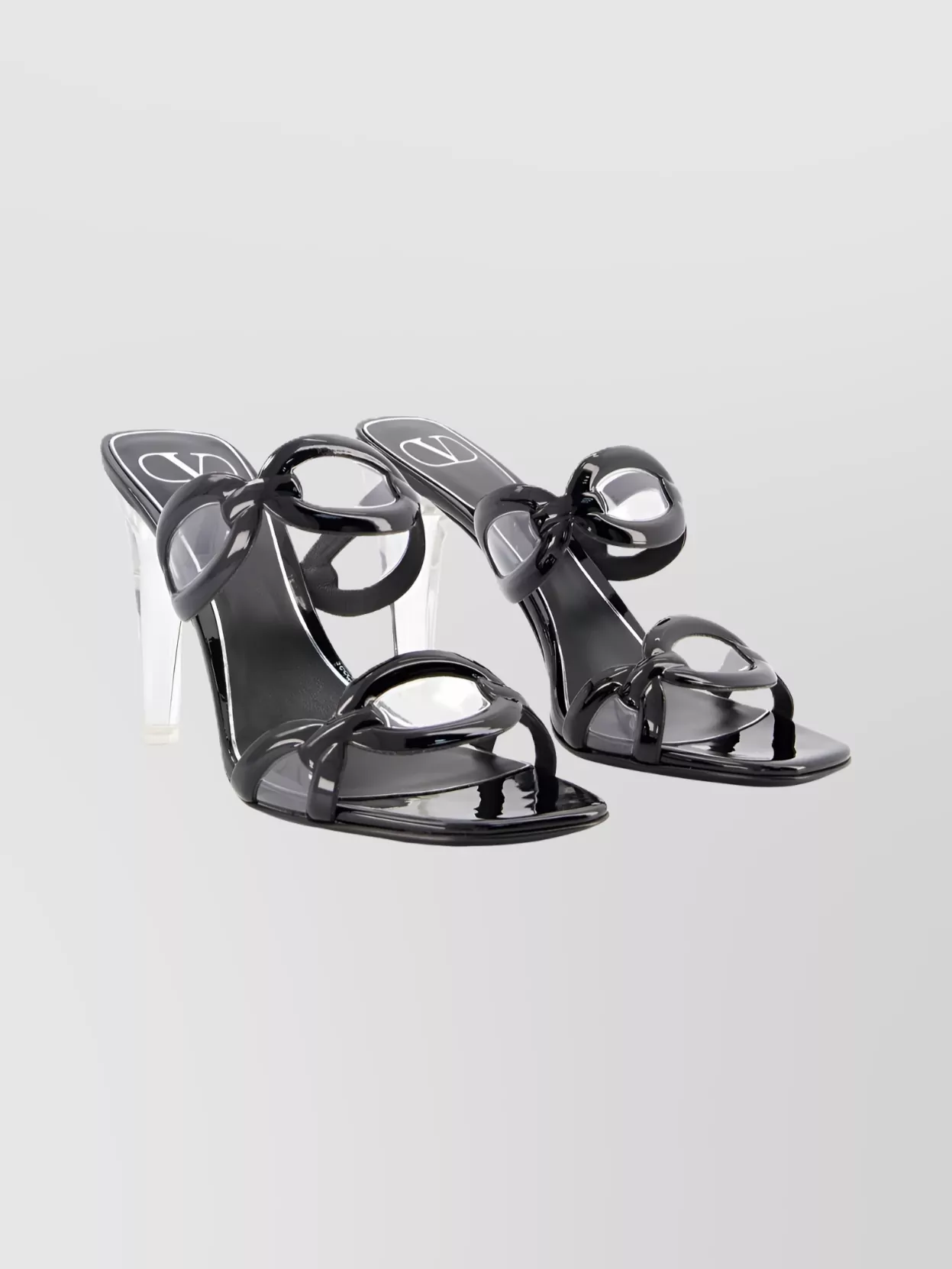Valentino Garavani Valentino Chain Transparent-heel Leather Sandal In Black