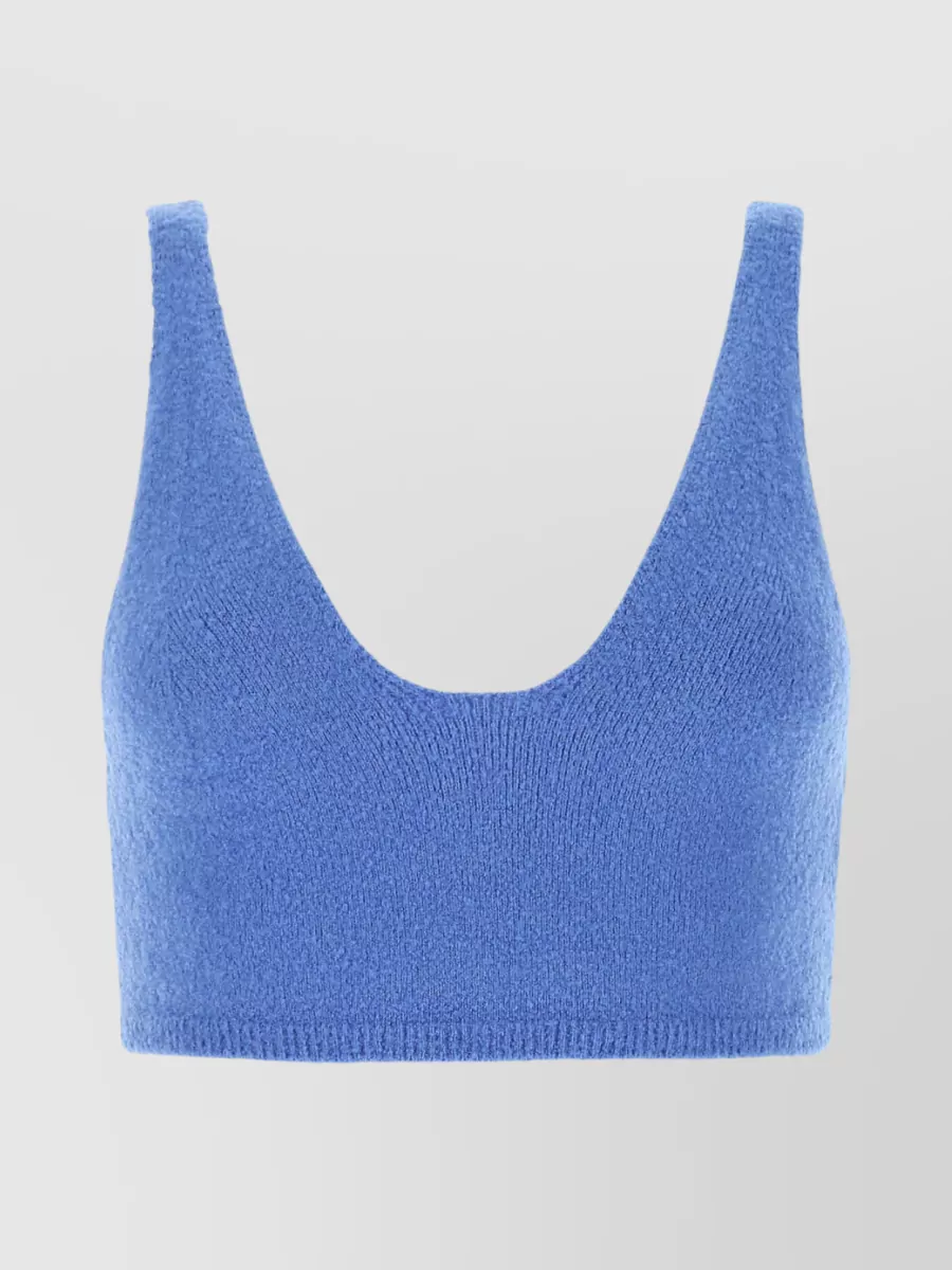 Shop Nanushka Wool Blend Cropped Knit Top In Blue