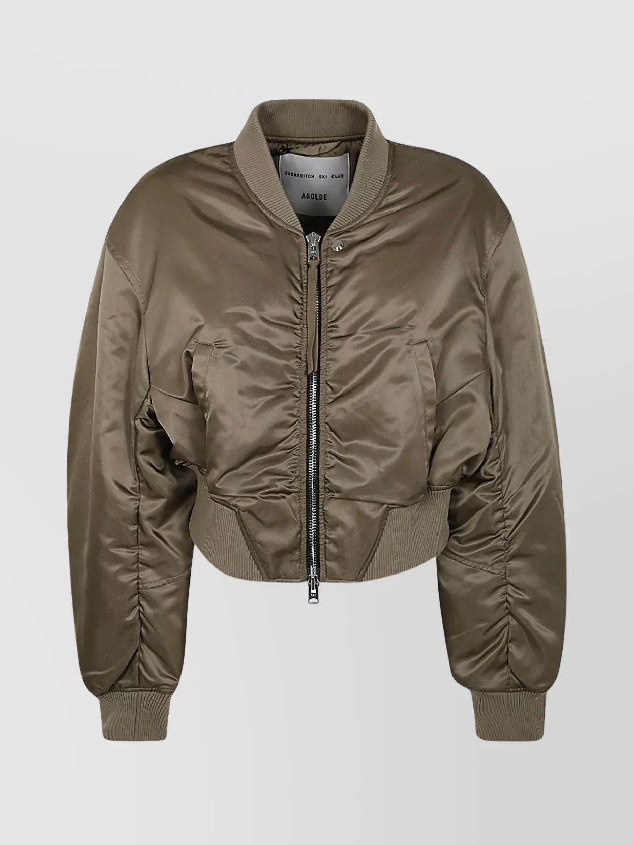 Agolde Satin Finish Bomber Jacket With Ribbed Hem In Multi