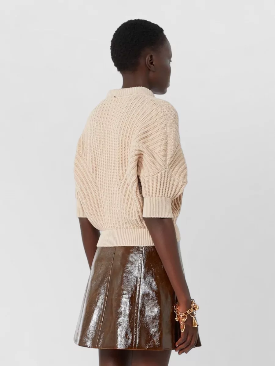 Sportmax Ribbed Cropped Short Sleeve Sweater