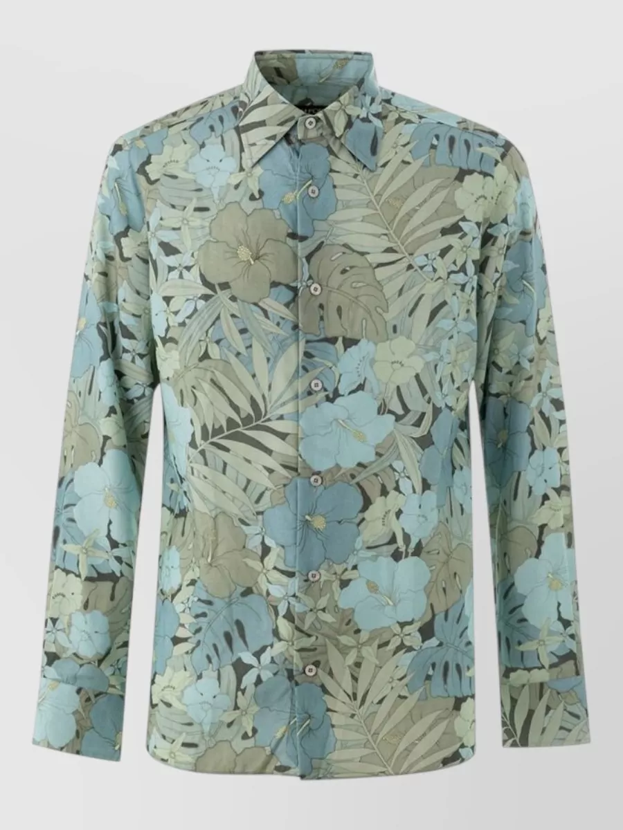 Tom Ford lyocell floral-print long-sleeve shirt