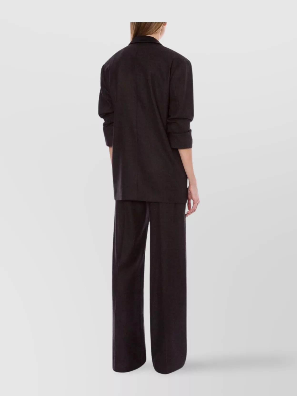 Alberta Ferretti Anthracite Grey Double-breasted Blazer With Peak Lapels In Brown
