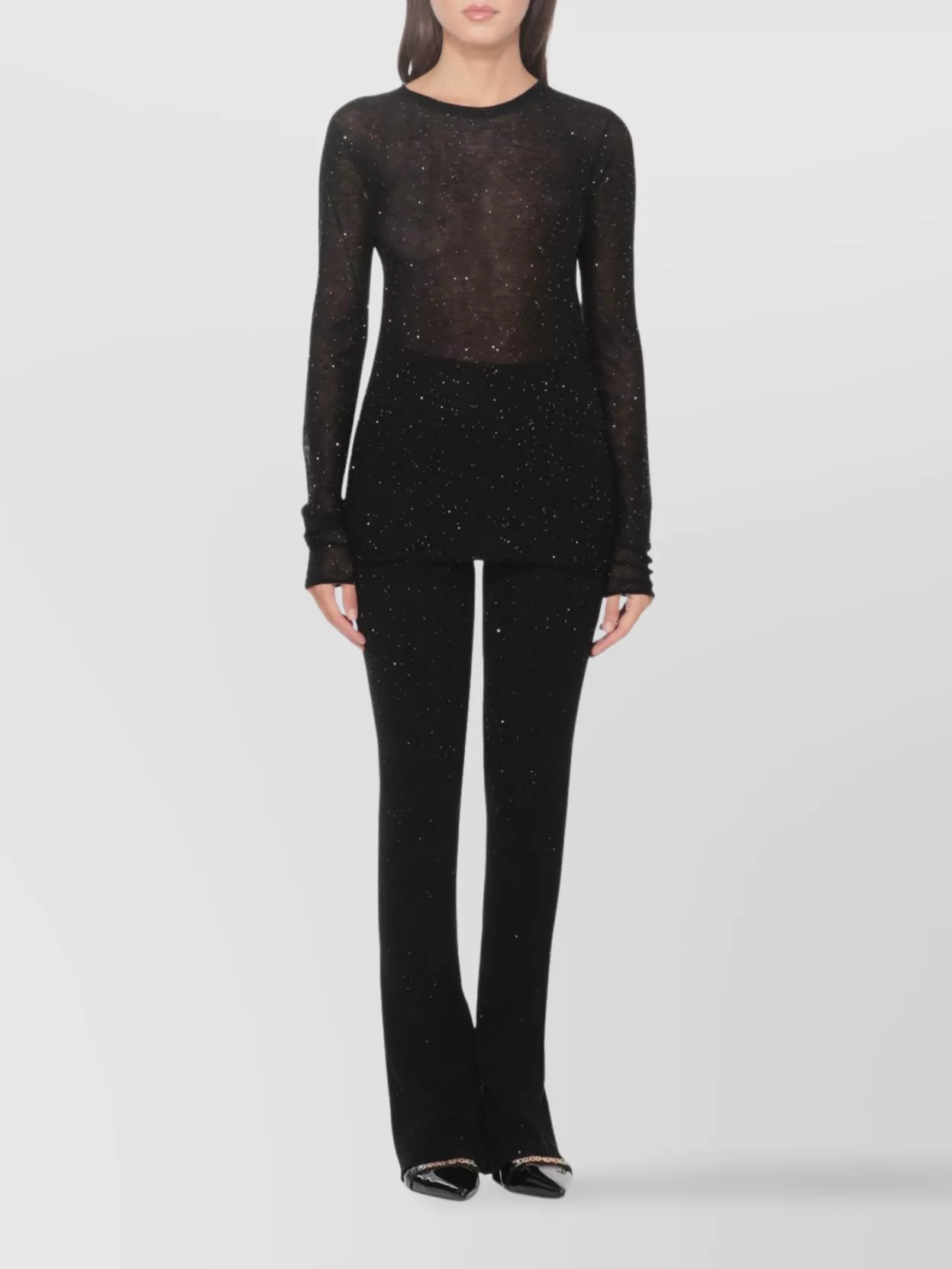 Pinko Crewneck Knitwear Micro Paillettes