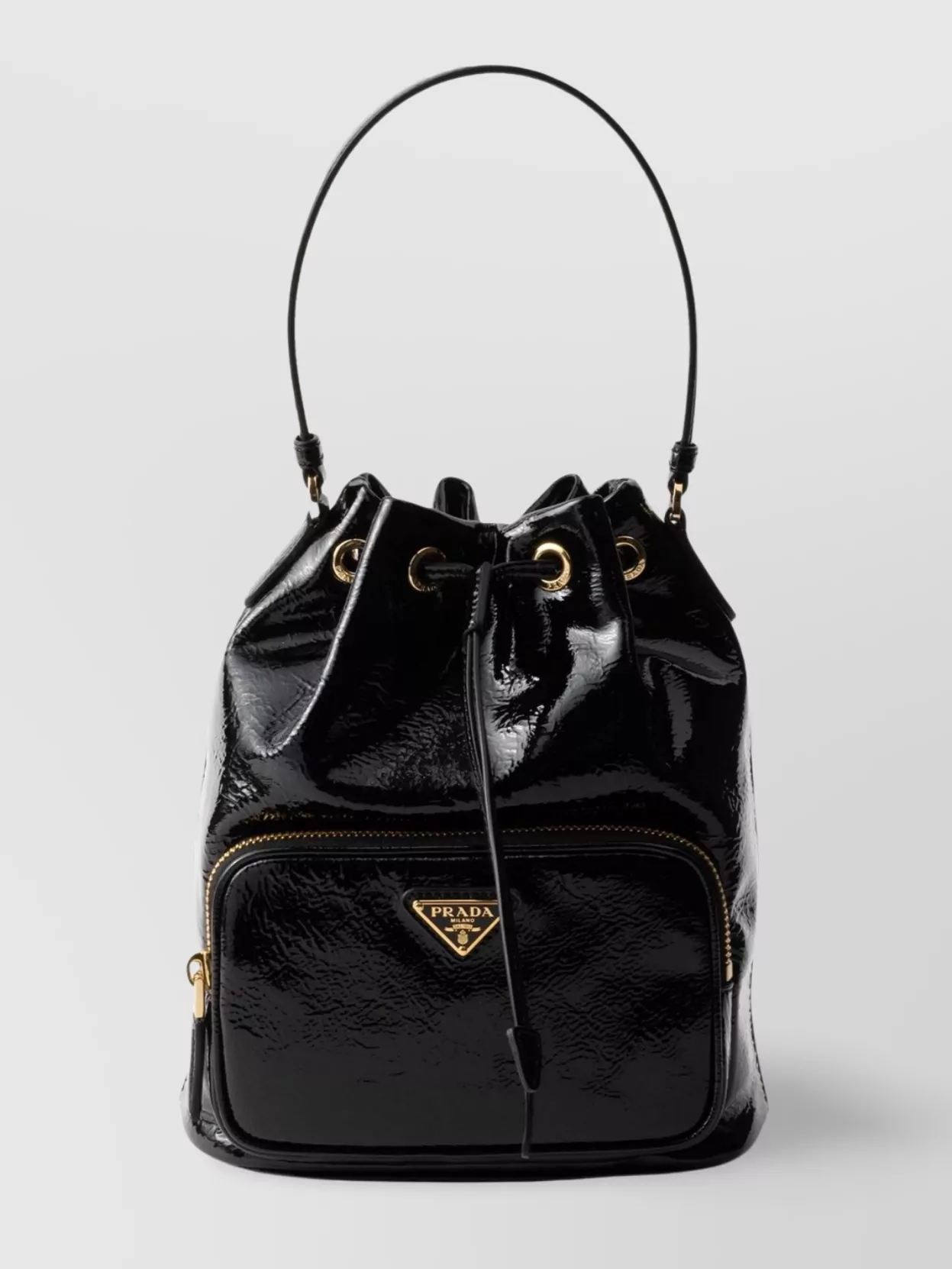 Prada Leather Handle Bucket Bag With Adjustable Strap In Red