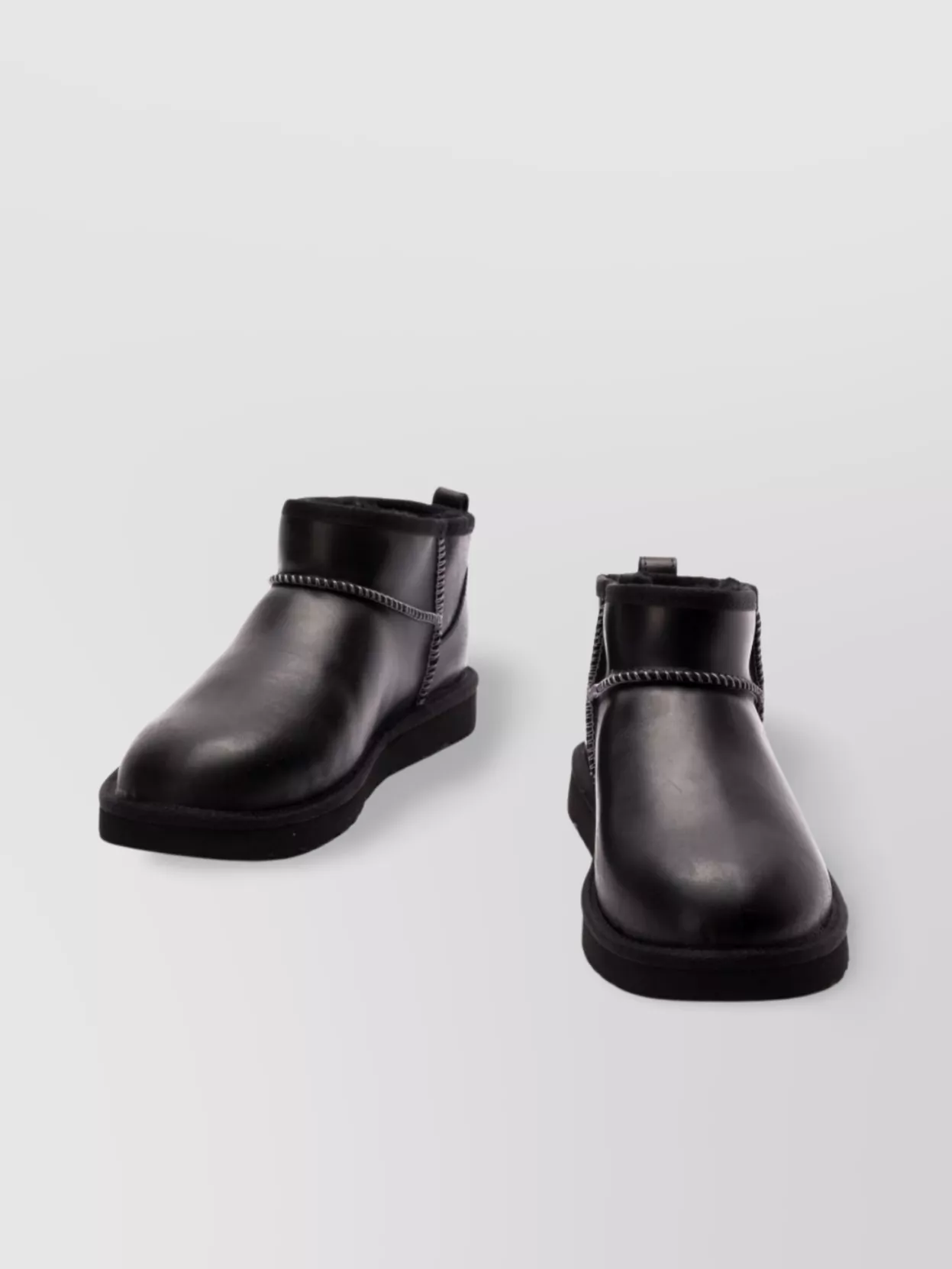 Ugg Classic Ultra Mini Leather Ankle Boots With Plush Lining