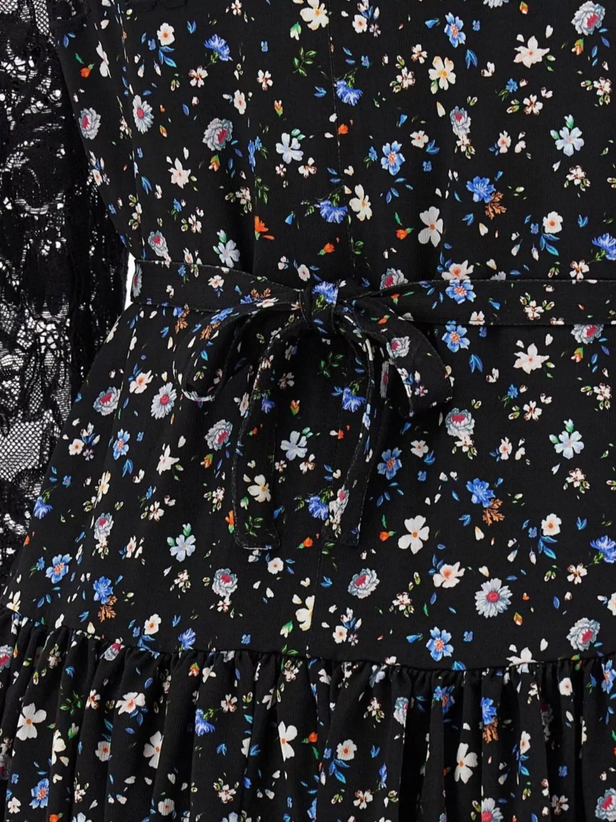 Rabanne Lace Floral Dress Keyhole Back In Black