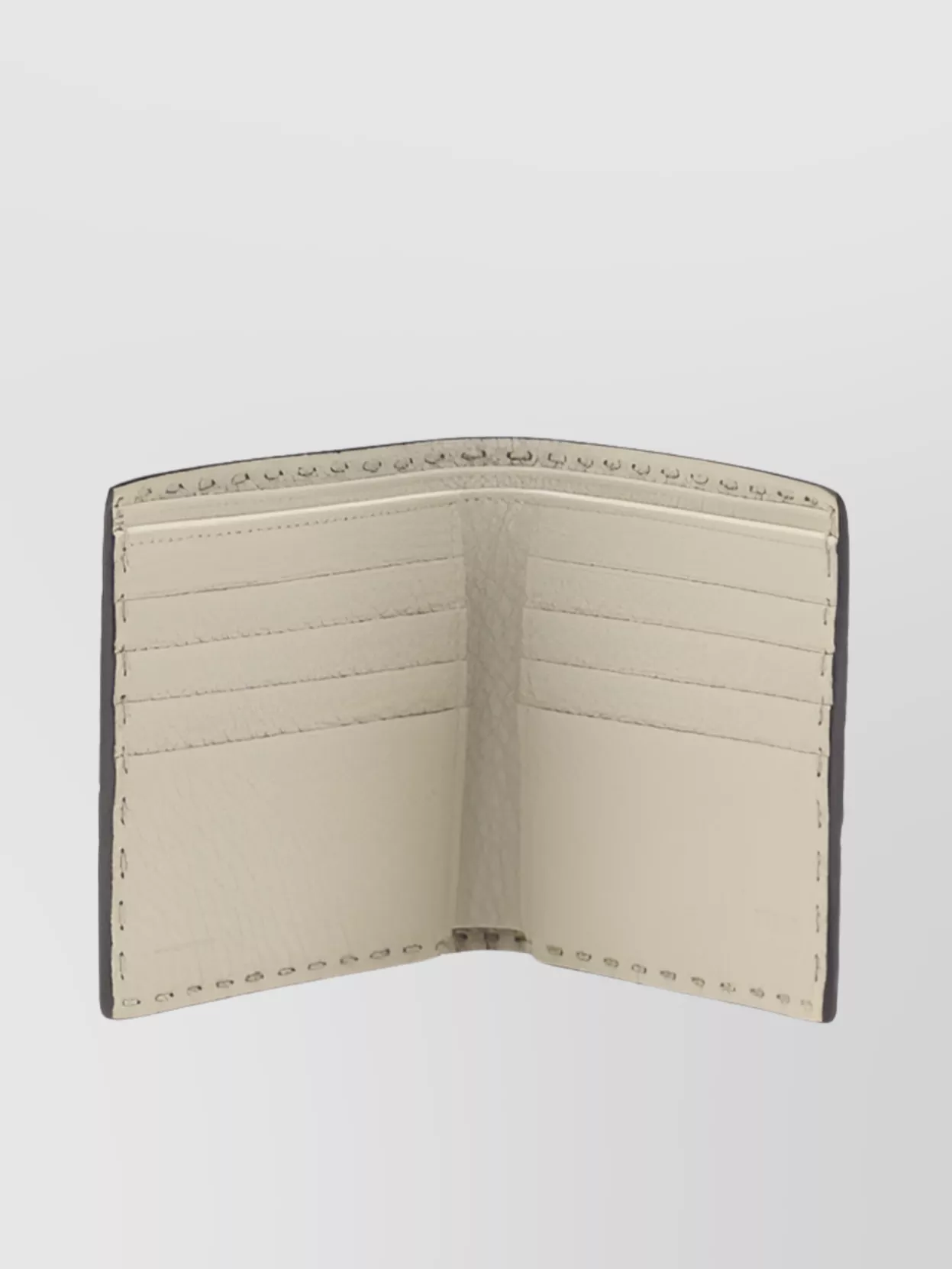 Fendi Exposed Stitching Leather Bifold Wallet