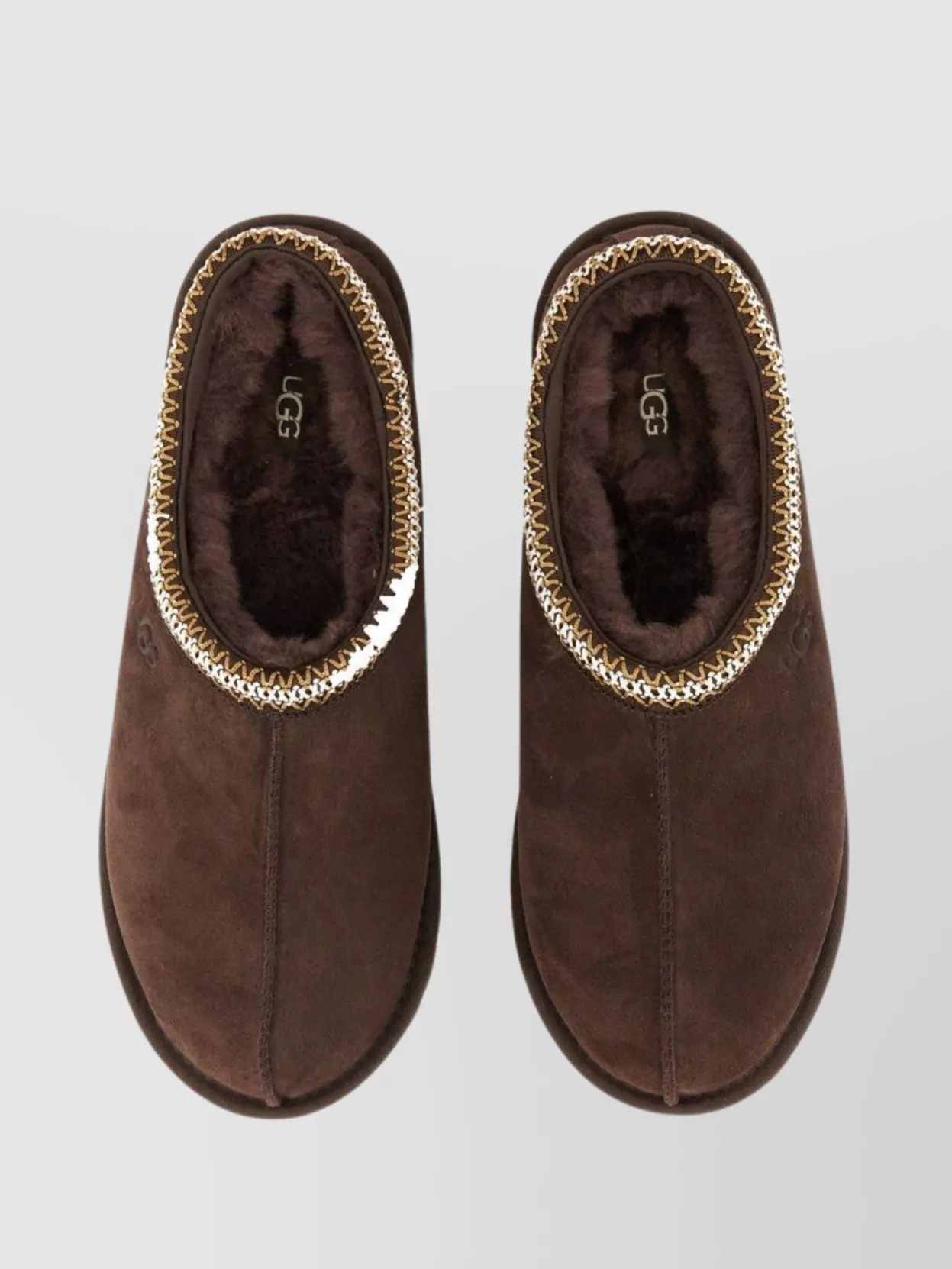 Ugg Round Toe Slippers Embroidered Trim