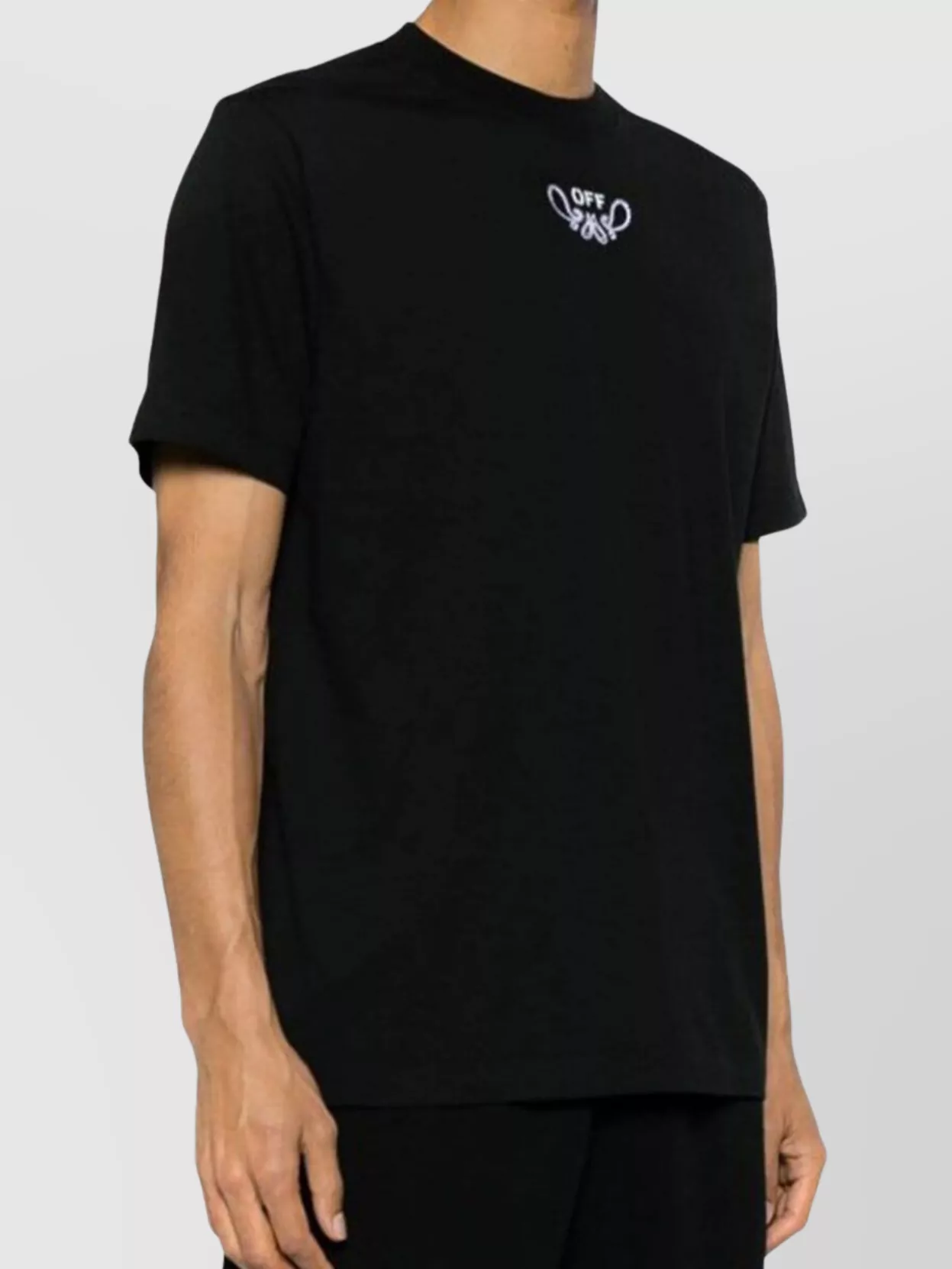 Off-White Crew Neck Graphic Back Short Sleeve T-Shirt
