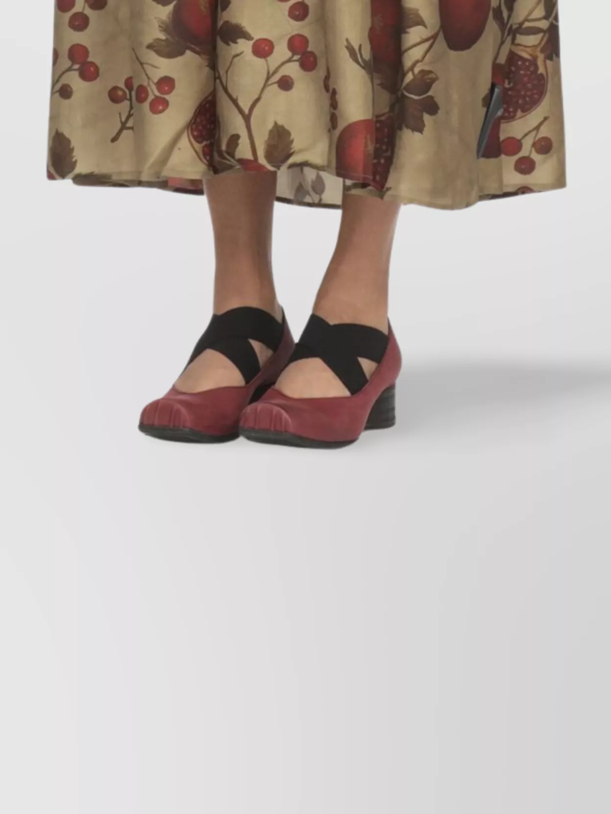 Uma Wang Midi Dress With Floral Print And Gathered Waist