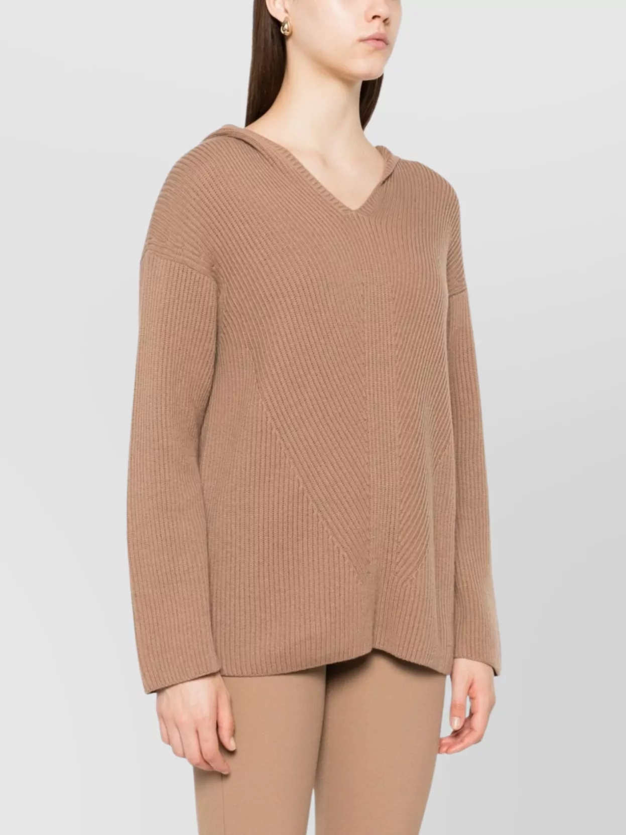 S Max Mara Wool Hooded A-Line Sweatshirt