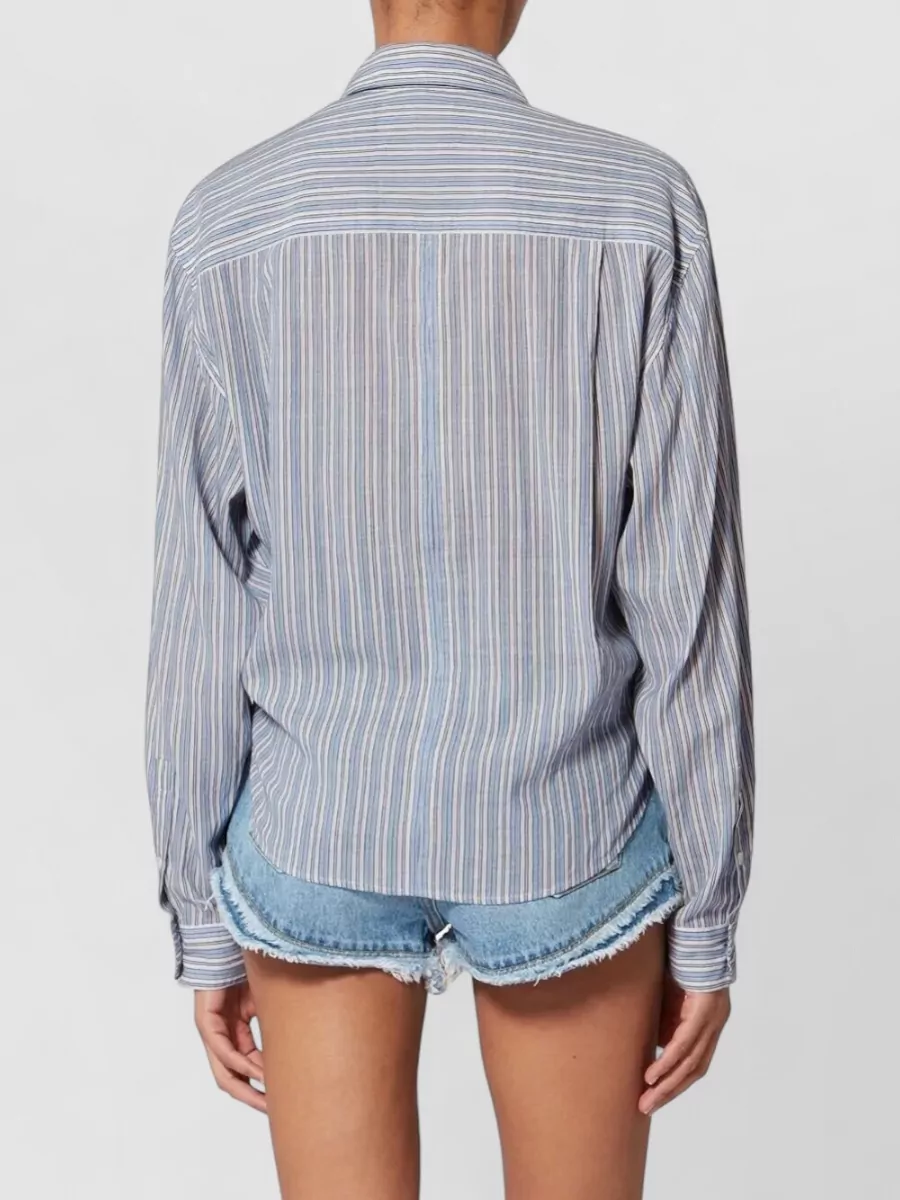 Isabel Marant Etoile Nath Striped Cotton Shirt Tie Front