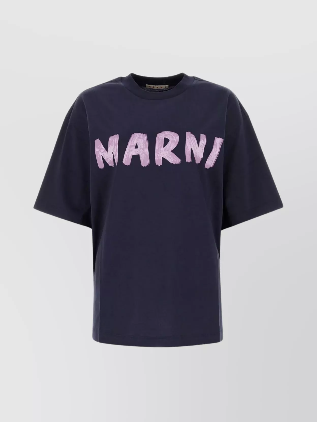 Shop Marni Ribbed Crew-neck Cotton T-shirt With Straight Hem In Blue