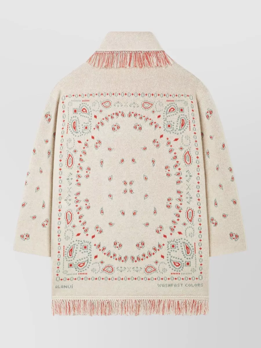 Alanui Bandana Jacquard Cardigan Belt Shawl Fringe