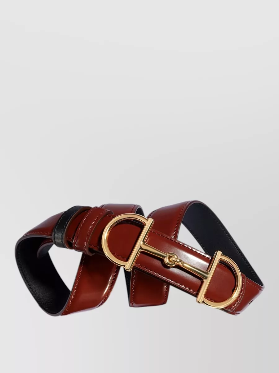 Gucci Leather Reversible Belt With Horsebit Buckle