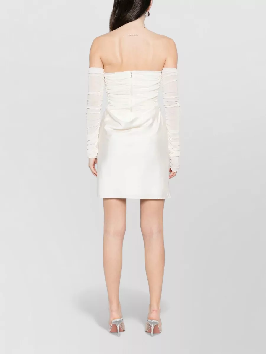 Rotate Ruched Strapless Satin Mini Dress