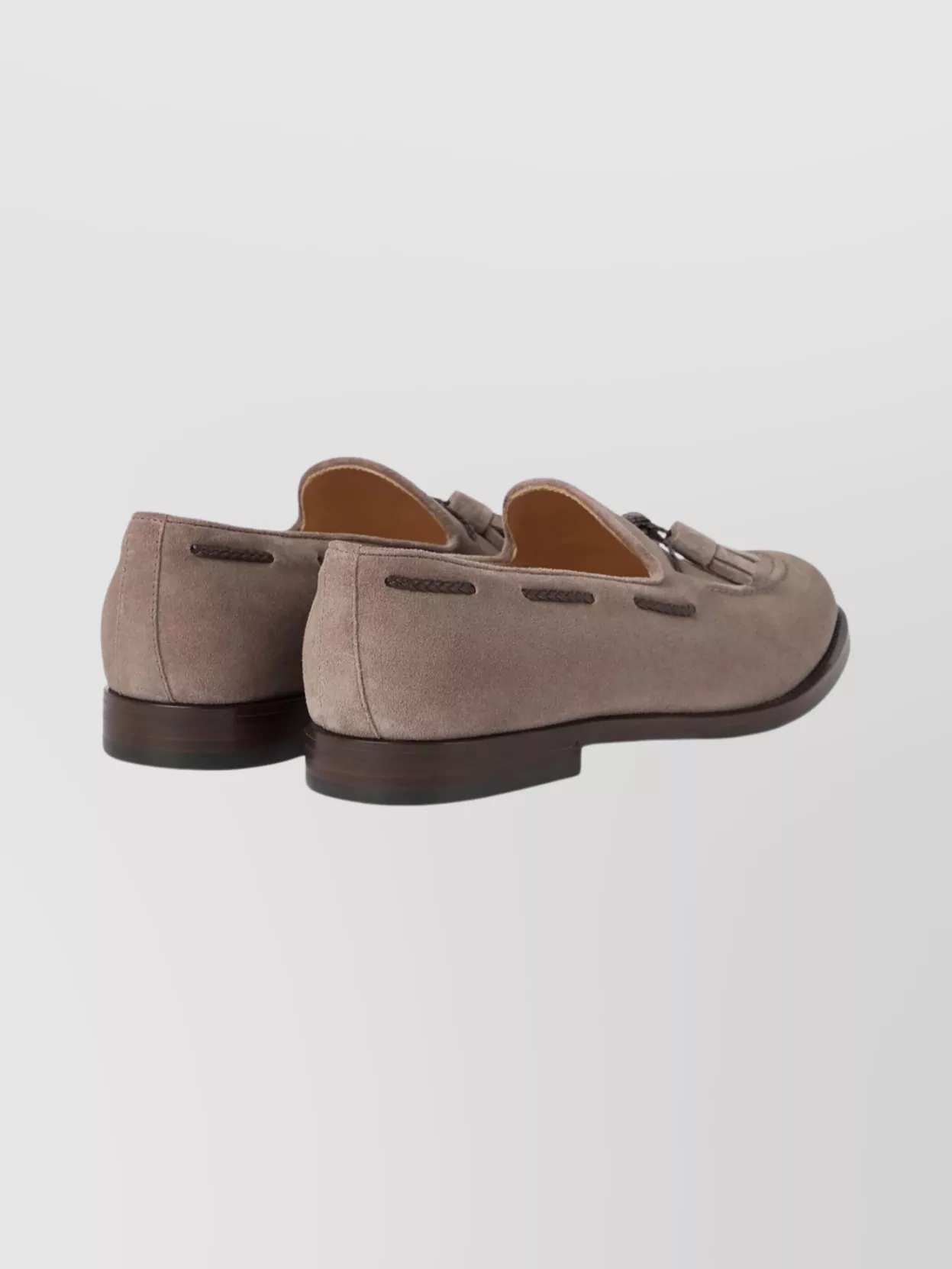 Brunello Cucinelli Suede Slippers With Almond Toe And Tassels