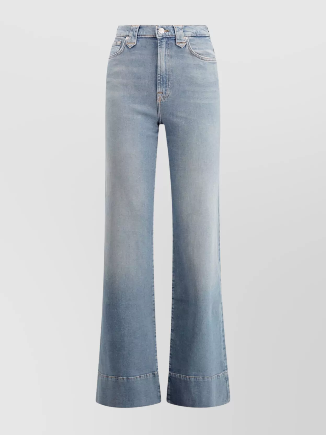Shop 7 For All Mankind Flared High-waisted Denim Trousers In Blue