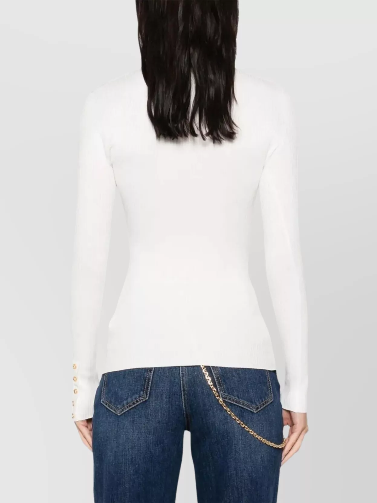 Elisabetta Franchi Ribbed Knit Turtleneck Top With Pocket