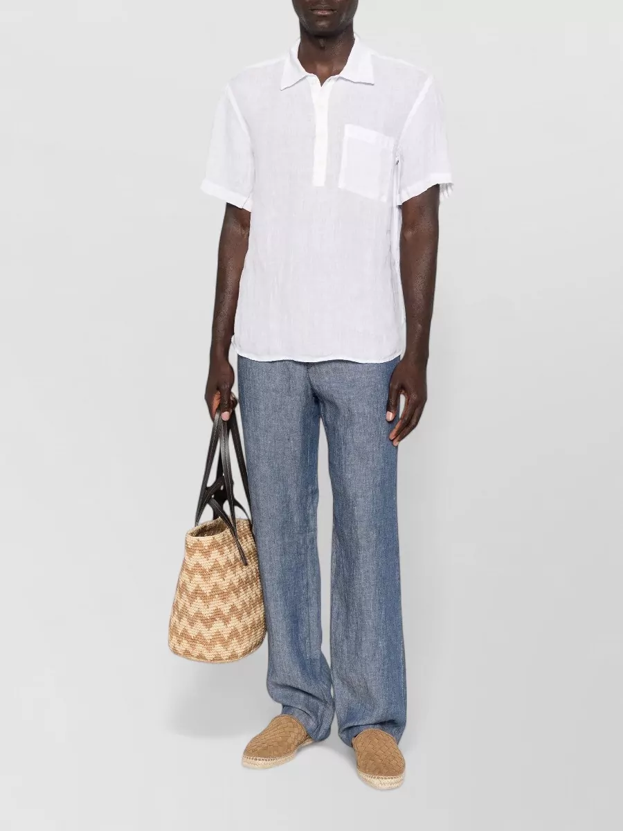 120% Lino Short-Sleeve Linen Polo Shirt