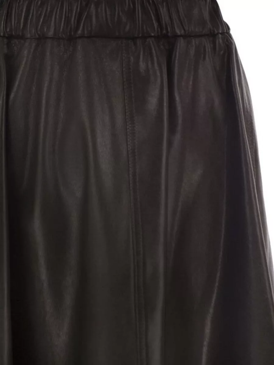 Brunello Cucinelli Leather Flared Mini Skirt
