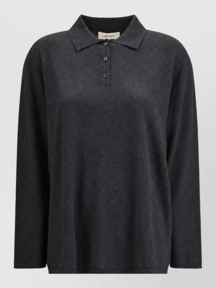 Lisa Yang Cotton cashmere ribbed relaxed-fit long-sleeve polo top