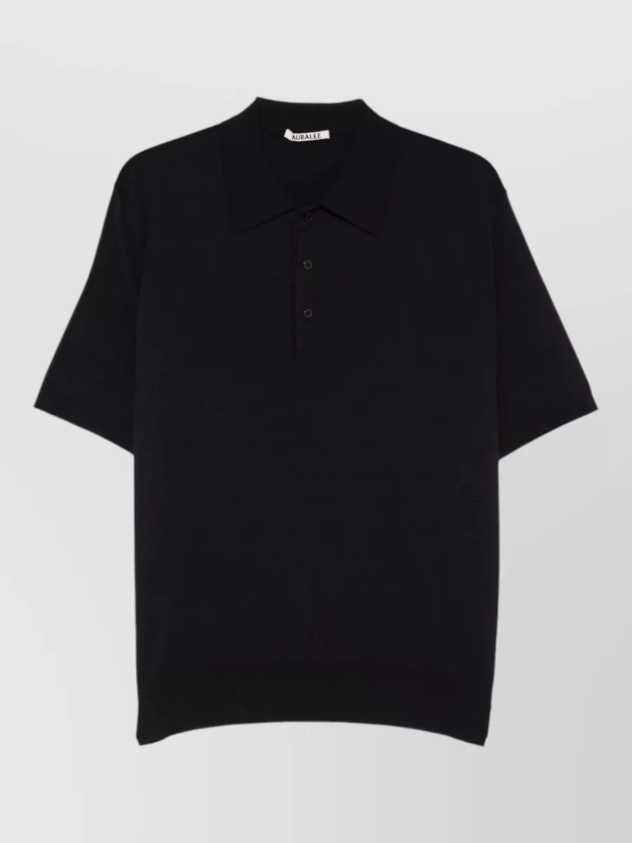 Auralee Cotton Short-Sleeve Polo Shirt