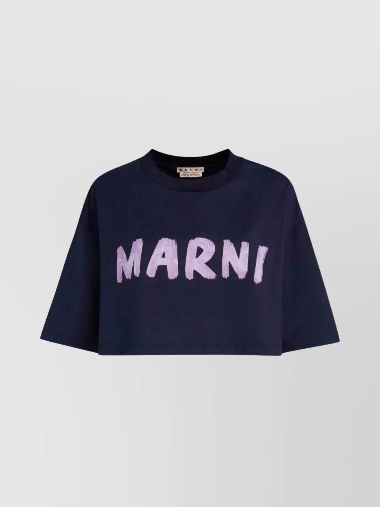 Shop Marni Brushstroke Print Crew Neck T-shirt In Blue
