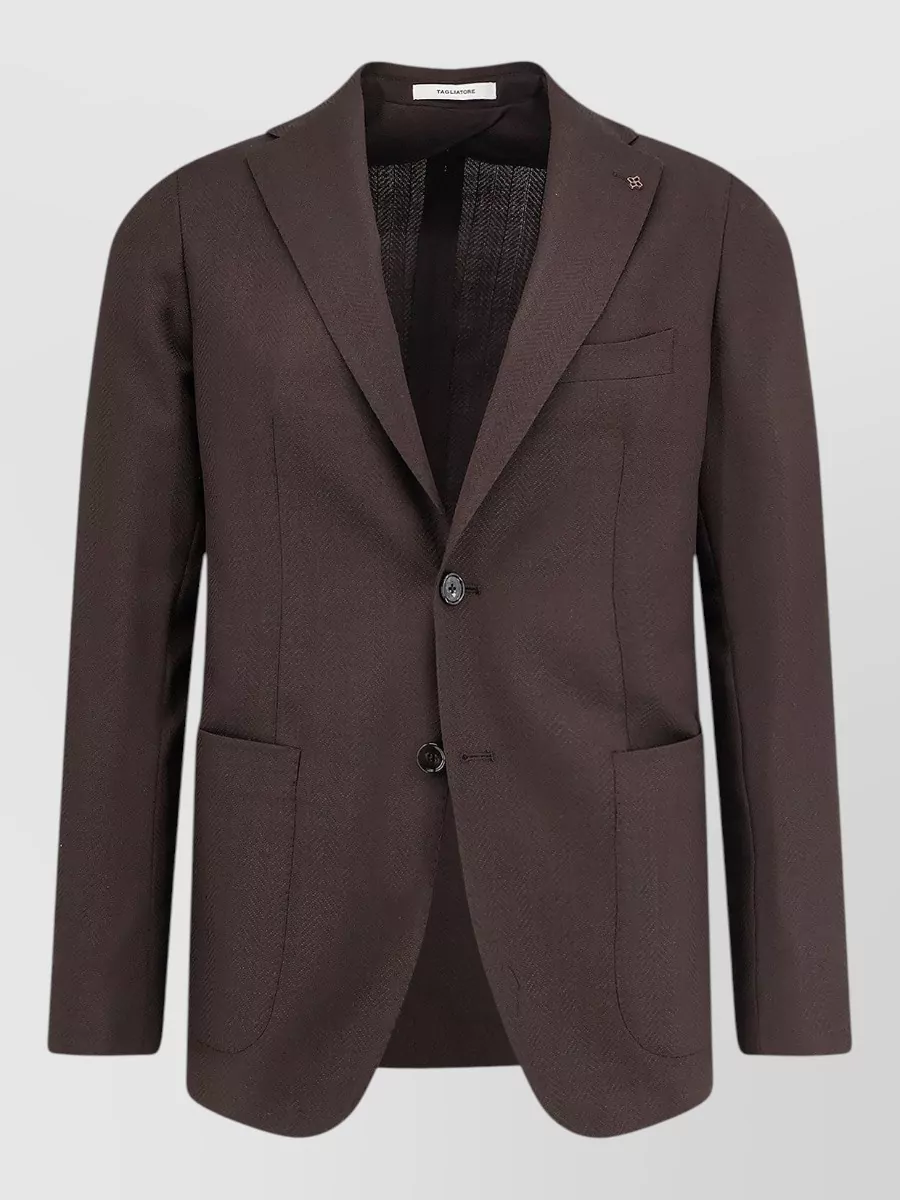 Tagliatore Virgin wool herringbone single-breasted blazer