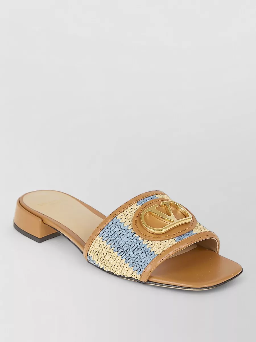 Valentino Garavani Raffia Stripe Slides