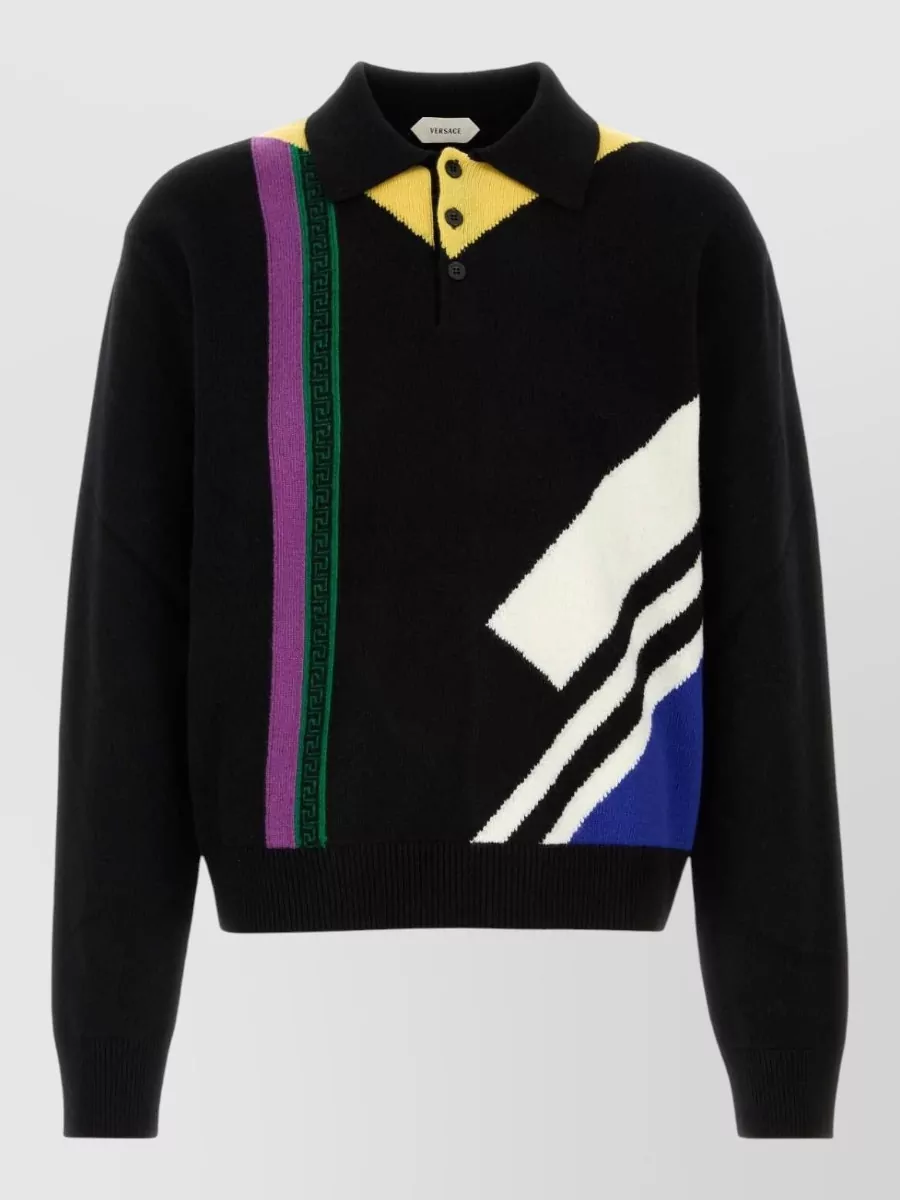Versace wool long-sleeve polo shirt