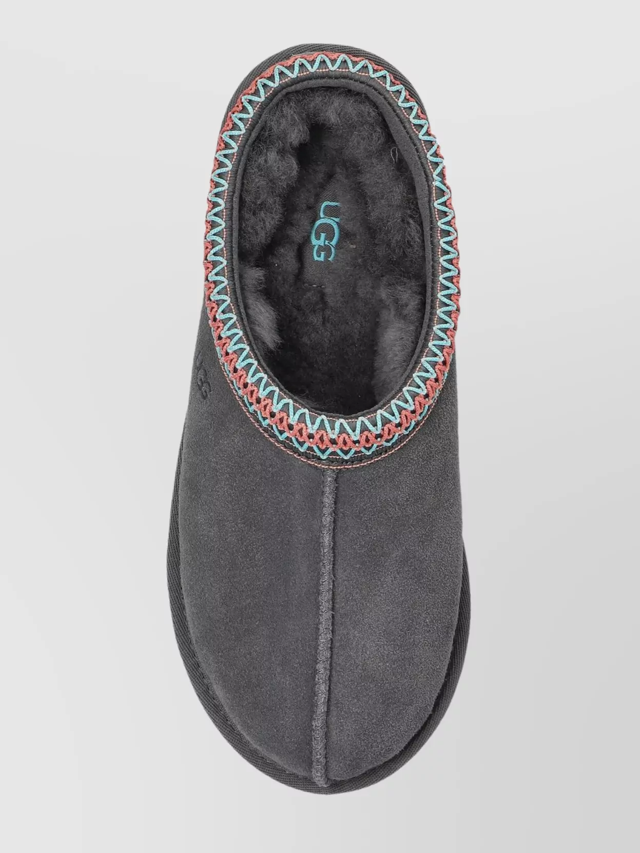 Ugg Tasman Ii Suede Slippers With Embroidered Trim In Gray