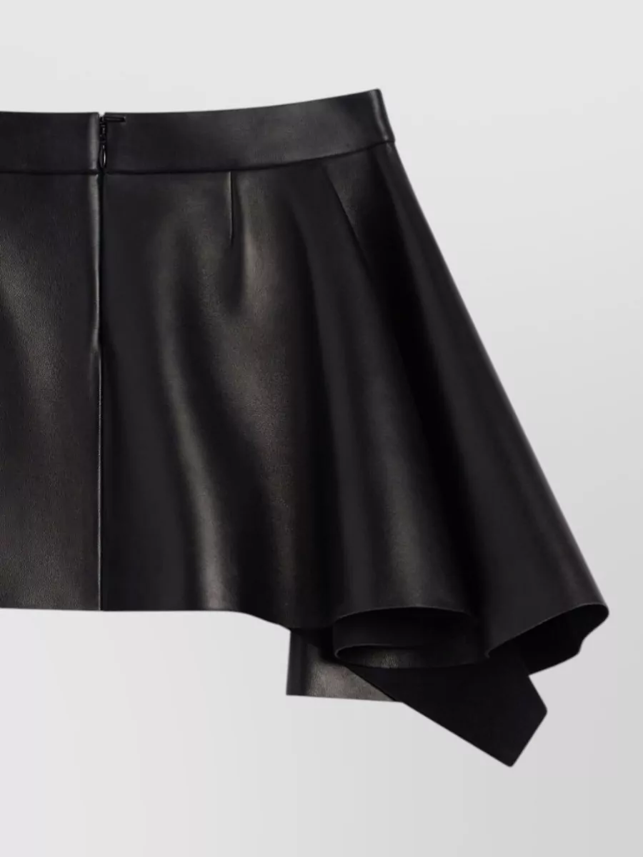 Givenchy Leather Asymmetric Ruffled Mini Skirt