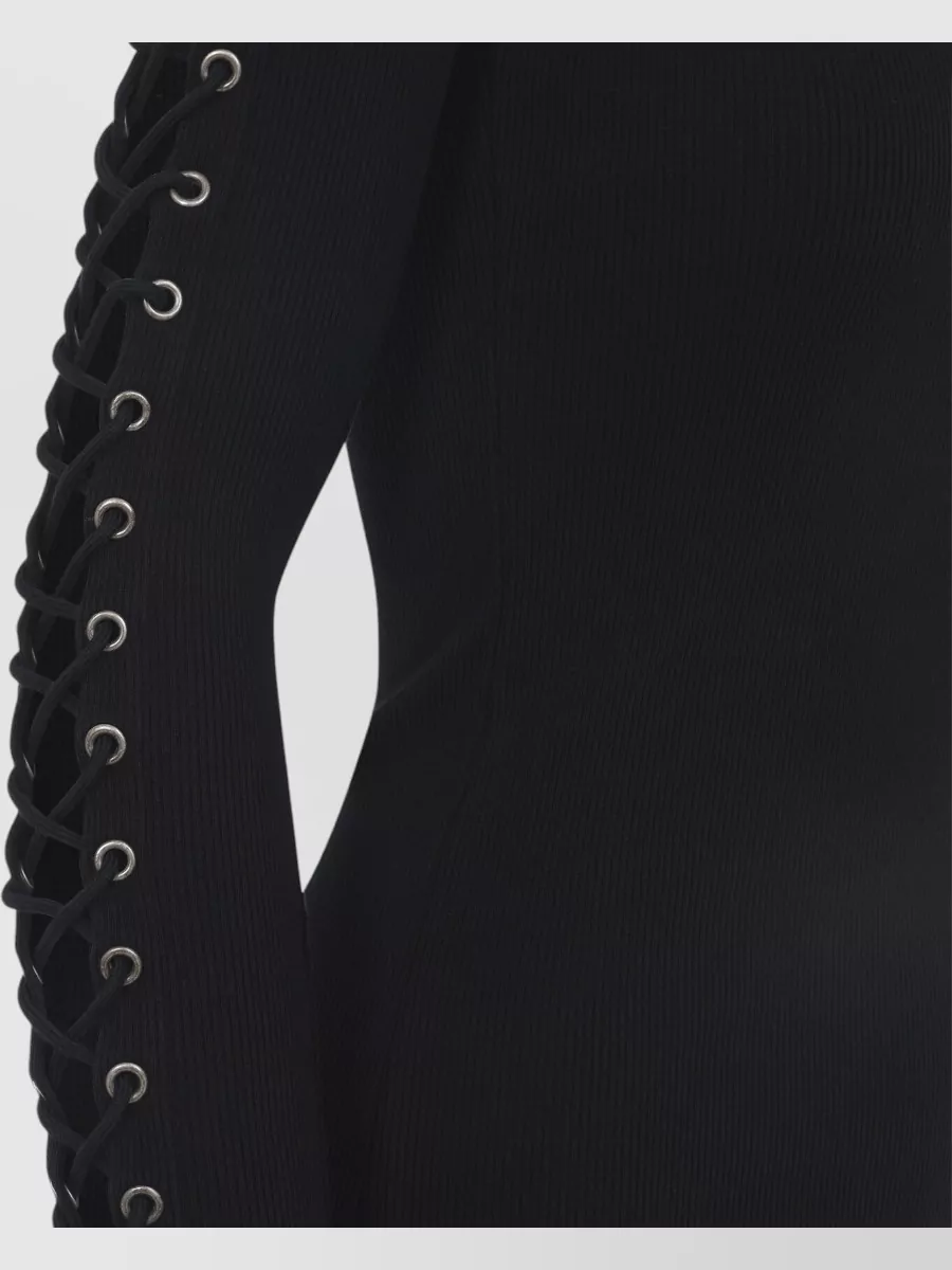 Balenciaga Ribbed Cotton Lace-Up Mini Dress