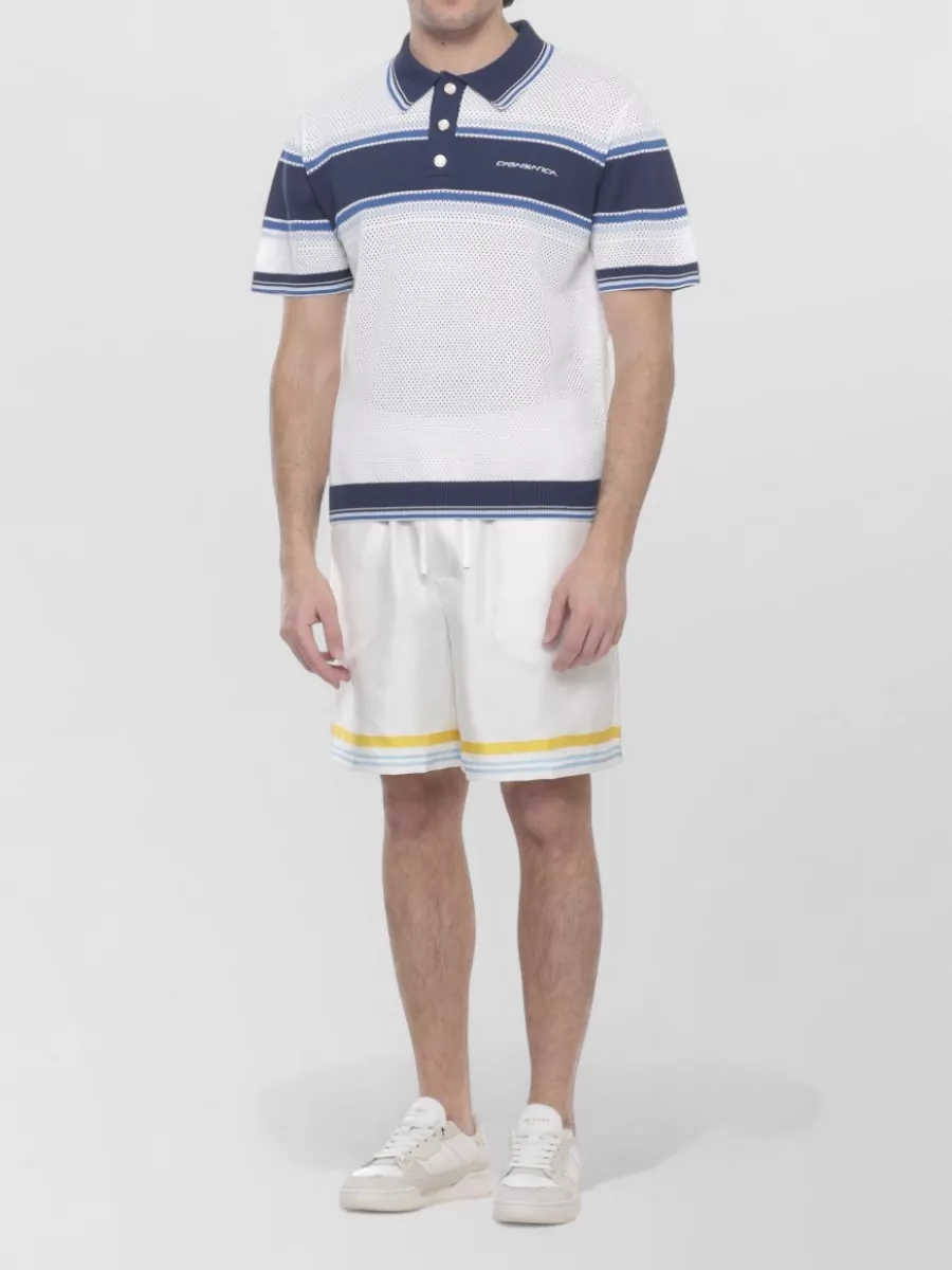 Casablanca Mesh Stripe Polo Shirt