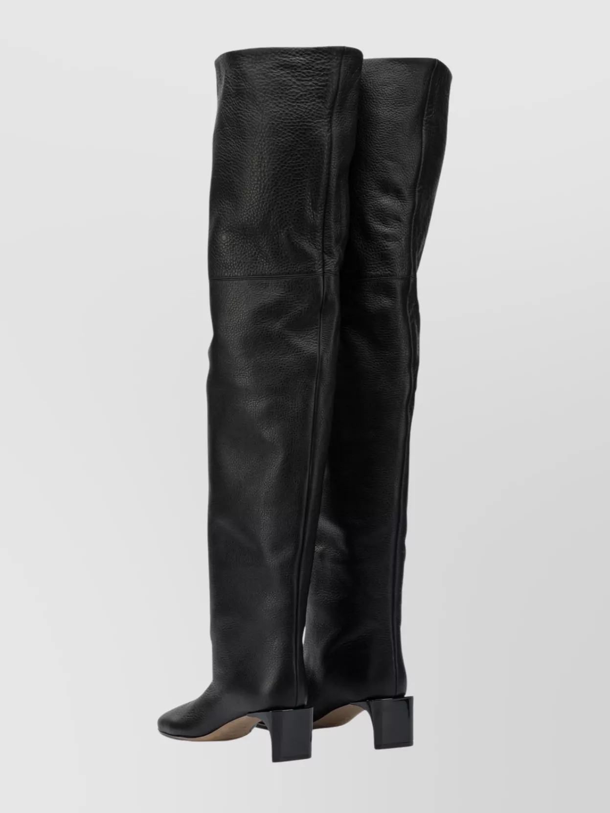 Sportmax Over-the-knee Leather Block Heel Boots In Black