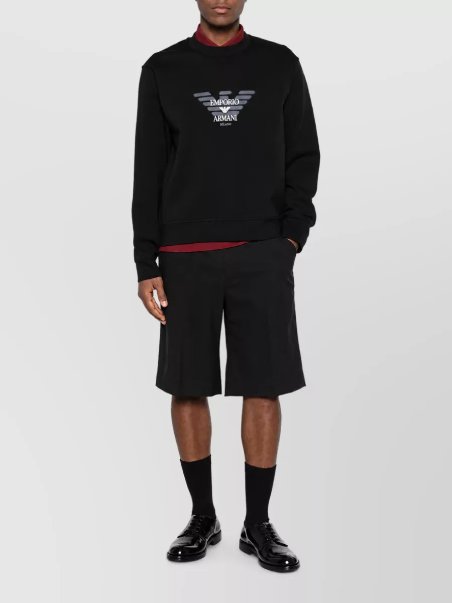 Emporio Armani Logo-Print Crew-Neck Cotton Sweatshirt