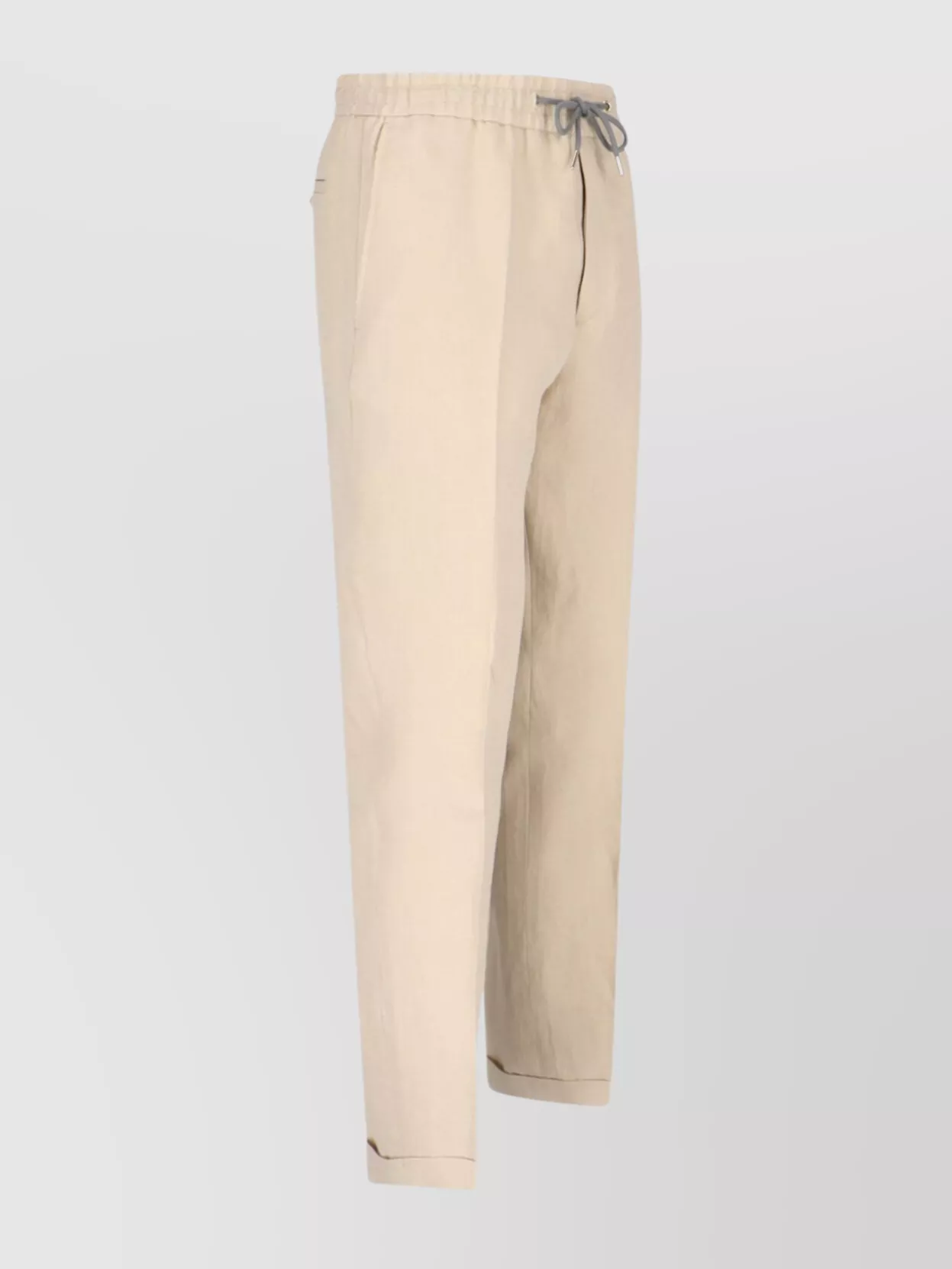 PAUL SMITH STRAIGHT TROUSERS WITH ELASTIC WAISTBAND AND CUFFED HEM