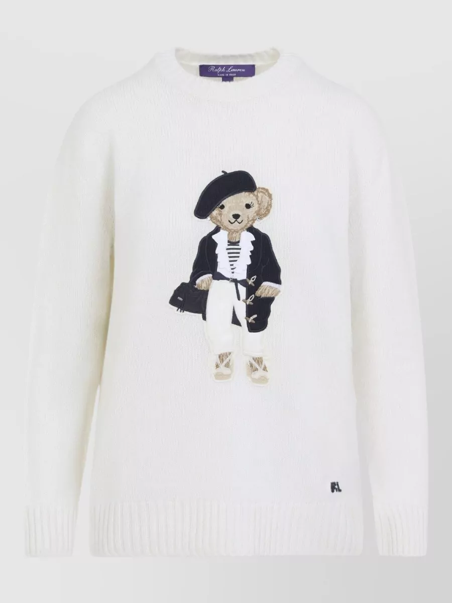 Ralph Lauren Collection Knit Pullover Bear Motif Crew Neck