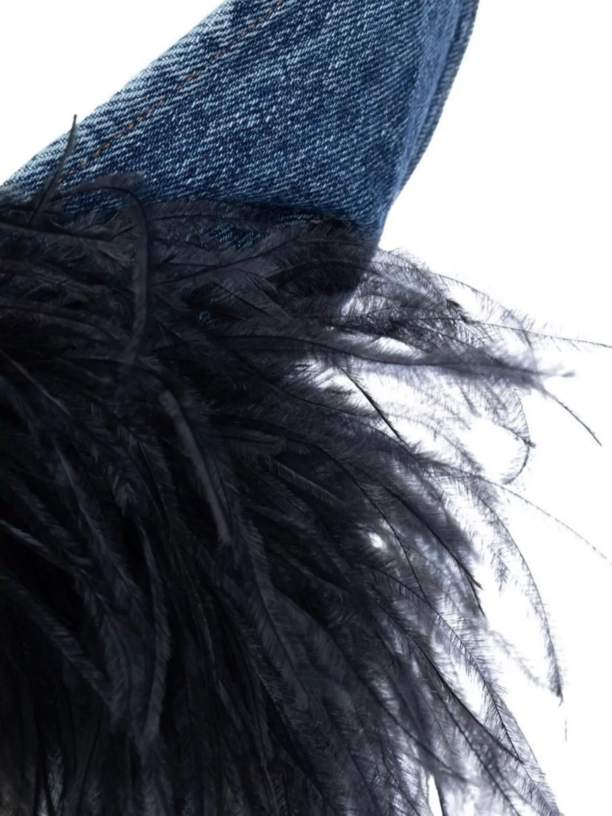 Miu Miu Plunging Neckline Feather Trim Top