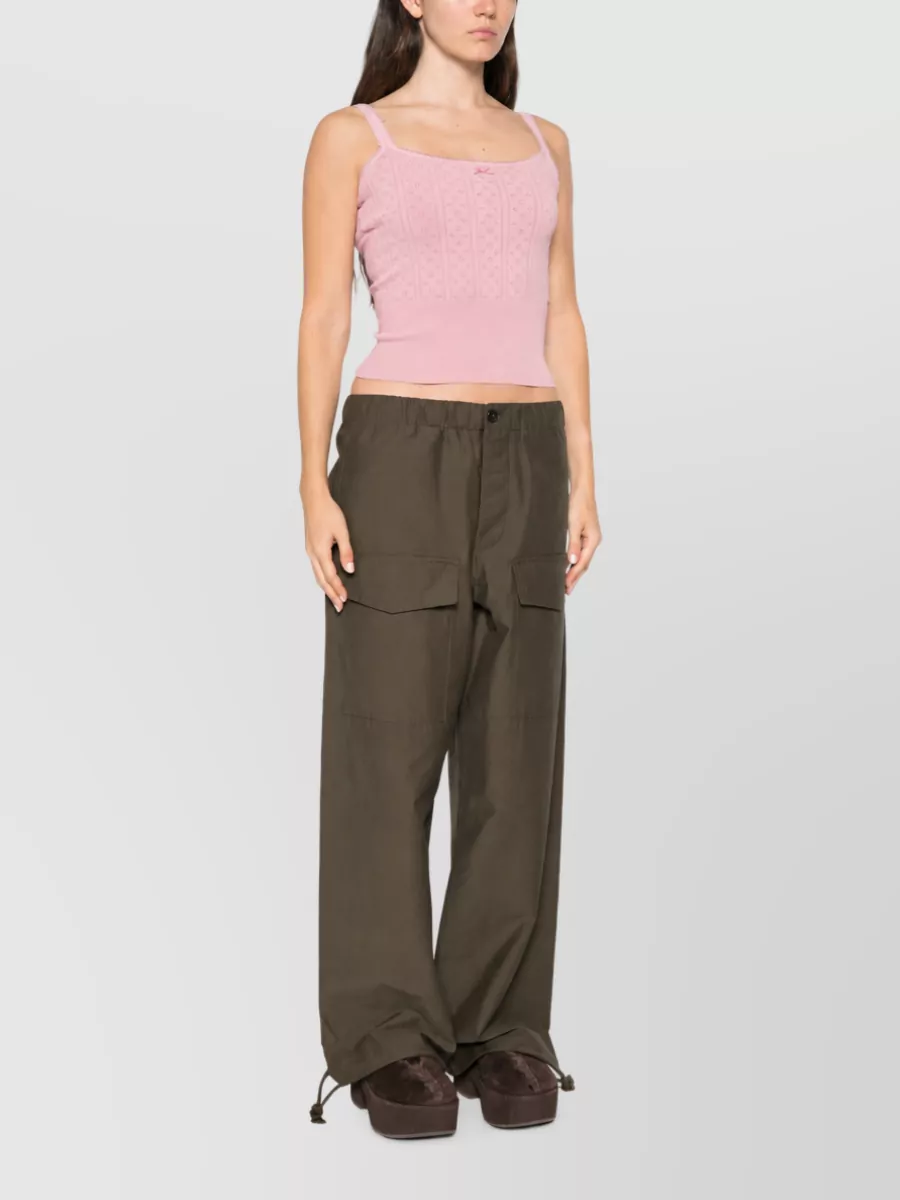 Jw Anderson Cotton Pointelle Knit Square Neck Sleeveless Knitted Top