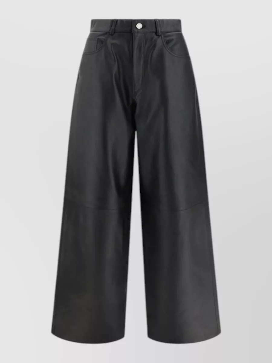 Haikure Leather mid-rise wide-leg trousers