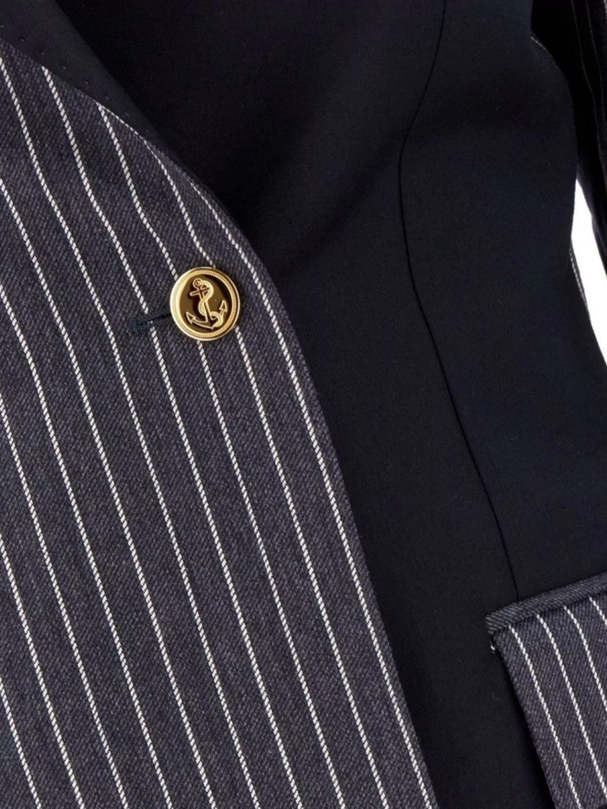 Thom Browne Striped Wool Blazer Gold Buttons