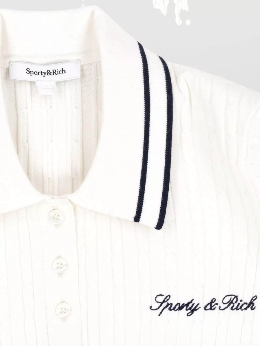 Sporty & Rich Short-Sleeve Knitted Top