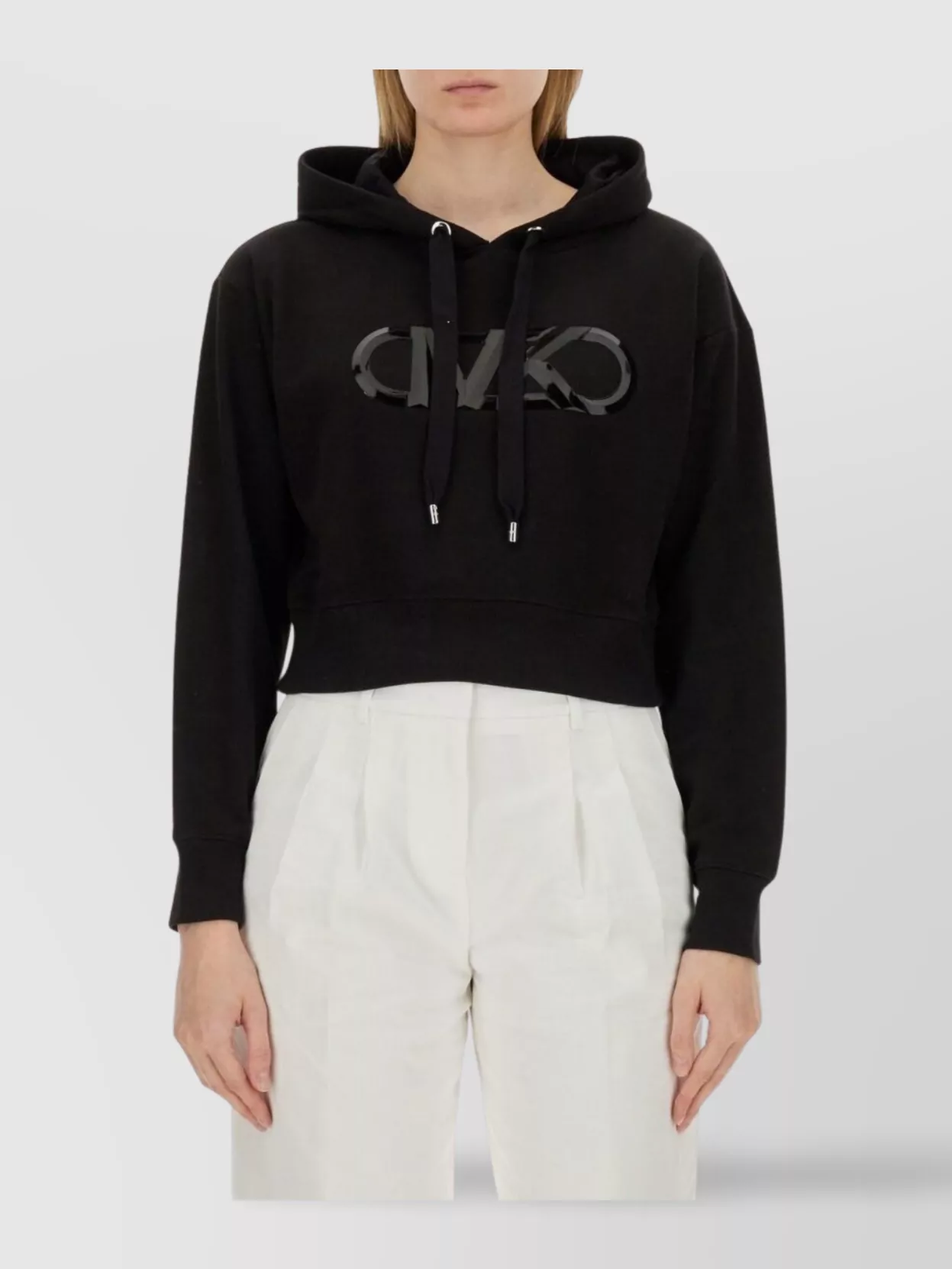 Michael Kors Logo Hooded Cropped Sweatshirt