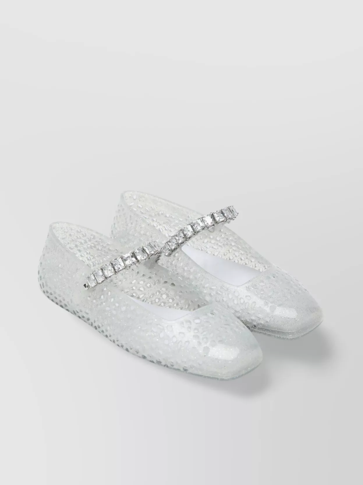 Jimmy Choo Crystal Embellished Transparent Ballet Flats