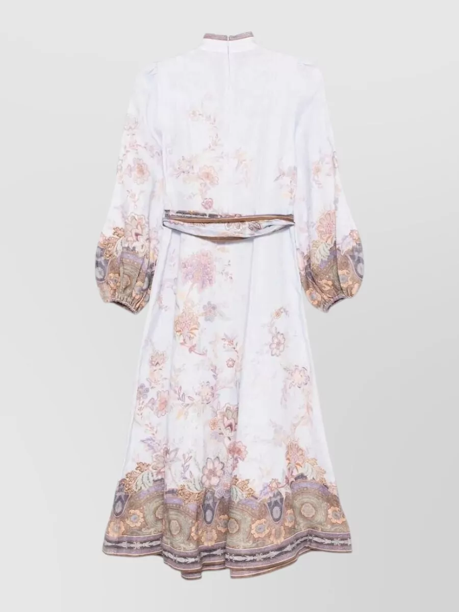 Zimmermann Linen Printed Button Midi Dress